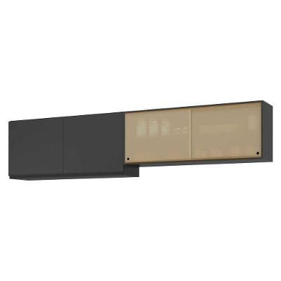 Kit 2 Armários De Cozinha Aéreos 4 Portas Veneza Multimóveis Mp2150 Preto Preto