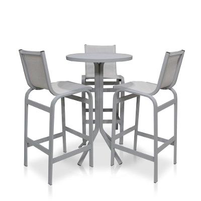 Conjunto Mesa Bistrô Com 3 Banquetas Cinza