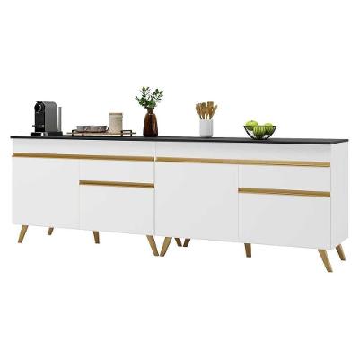 Kit Armário De Cozinha Gabinete Pia 120cm Veneza Multimóveis Mp2159 Branco/dourado Branco/dourado