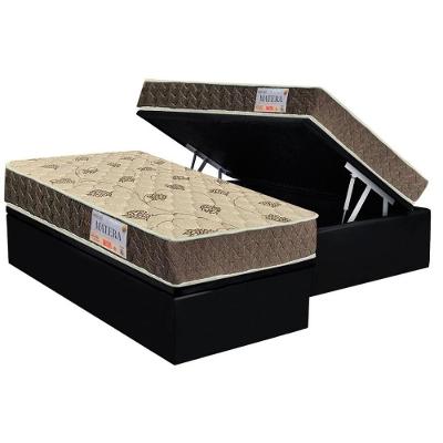 Cama Box Baú Solteiro: Colchão Anatômico Orthoflex D33 / EP Matera + Base CRC Suede Black(88x188)