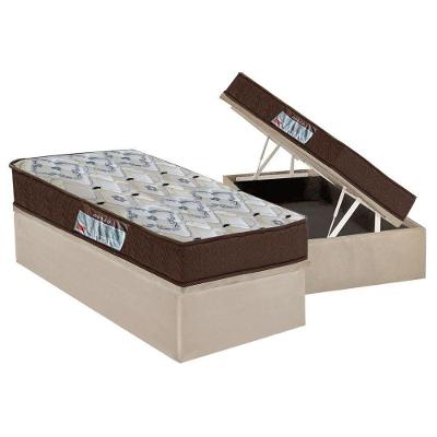 Cama Box Baú Solteiro: Colchão Anatômico Ortobom D45 / EP ISO 150 Mega Firme + Base CRC Suede Clean(88x188)