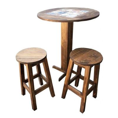 Jogo de Mesa Bistrô com 2 Banquetas de Madeira Maciça Moveis Neppel