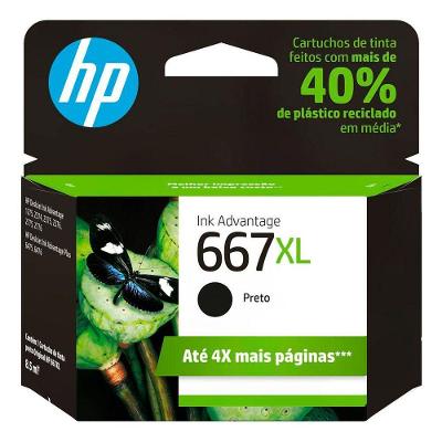 Cartucho De Tinta Hp 667Xl, Preto - 3Ym81Ab