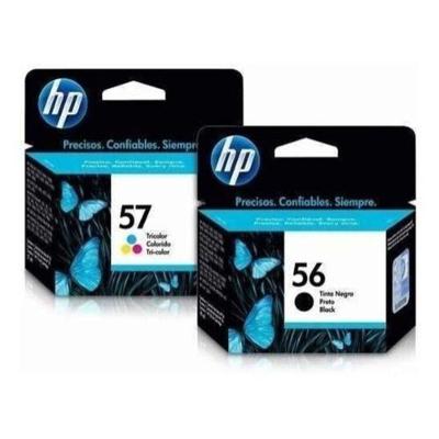 Kit Cartucho Hp 56 C6656ab Preto E Hp 57 C6657ab Color 2 Un