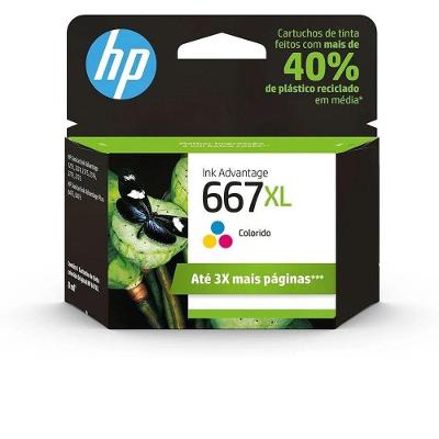 Cartucho De Tinta Hp 667Xl, Colorido - 3Ym80Ab