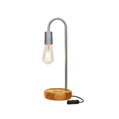 Luminária De Mesa Taschibra Flam Metal/madeira E27 Bivolt Prata