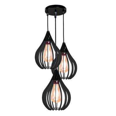 Luminária Teto Lustre Pendente Balcão Cozinha Sala Trio Cor:preto.
