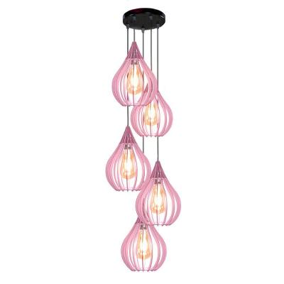 Luminária Teto Lustre Pendente Balcão Cozinha Sala 5 Chile Cor:rosa