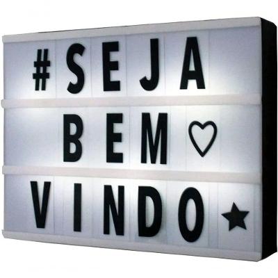 Luminária Cinema Light Box Led A5 96 Letras Números Ícones Letreiro