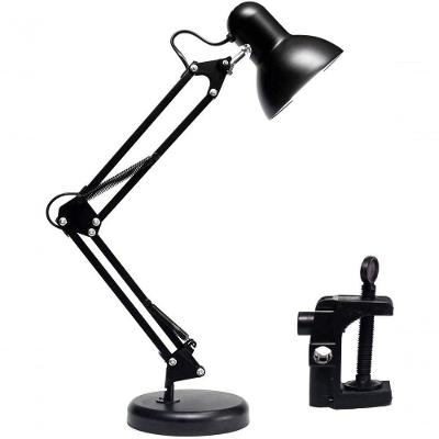 Luminária Abajur De Mesa Articulável Retrô Vintage Estudo Leitura Preta Base E Garra G Esp Preto