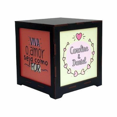 Luminária Box Namorados Nome Personalizado Viva O Amor.