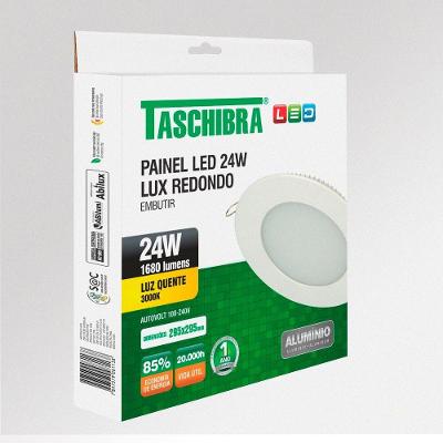 Painel De Led Redondo Embutir 24w Bivolt Taschibra 3000k Luz Quente