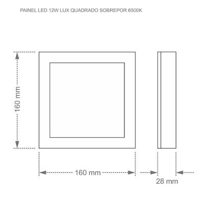 Painel De Led Quadrado Sobrepor 12w Bivolt Taschibra 6500k Luz Fria