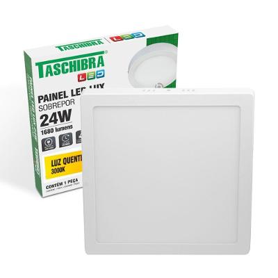 Painel De Led Quadrado Sobrepor 24w Bivolt Taschibra 3000k Luz Quente