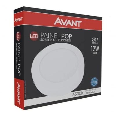 Kit 5 Painéis Led 12w Redondo Sobrepor 17x17cm Branco Frio