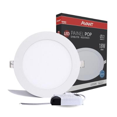 Painel De Led Avant Redondo Embutir 18w Bivolt 6500k Luz Fria