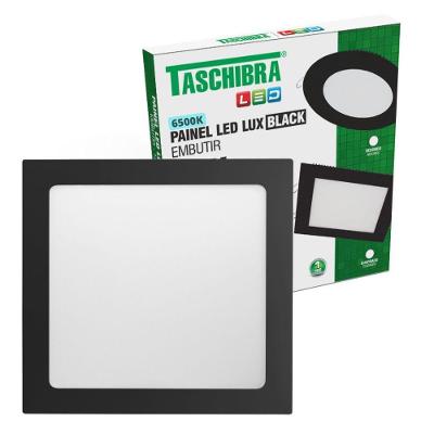 Painel De Led Quadrado Embutir 24w Preto Bivolt Taschibra 6500k Luz Fria