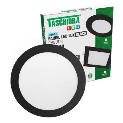 Painel De Led Redondo Embutir 24w Preto Bivolt Taschibra 6500k Luz Fria