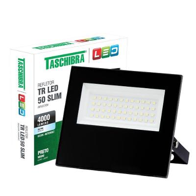 6 Refletores Taschibra Led Tr Slim 50w 6500k Preto Autovolt Preto