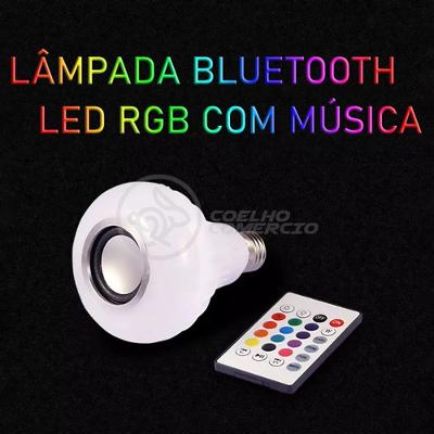 Lâmpada Led 12W E27 Rgb Colorida Com Caixa De Som