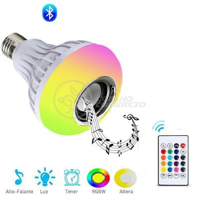 Lâmpada Led 12W E27 Rgb Colorida Com Caixa De Som