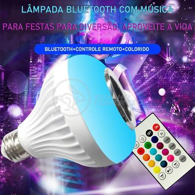 Lâmpada Led 12W E27 Rgb Colorida Com Caixa De Som