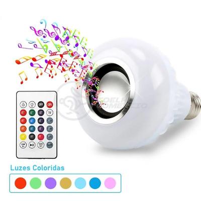 Lâmpada Led 12W E27 Rgb Colorida Com Caixa De Som