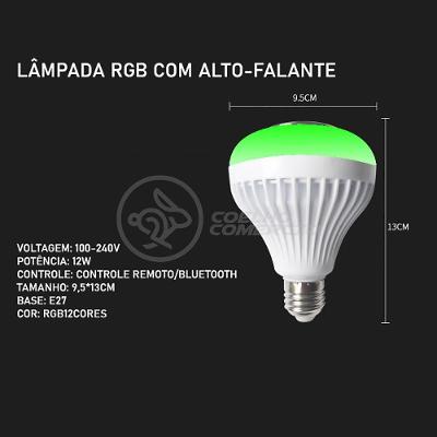 Lâmpada Led 12W E27 Rgb Colorida Com Caixa De Som