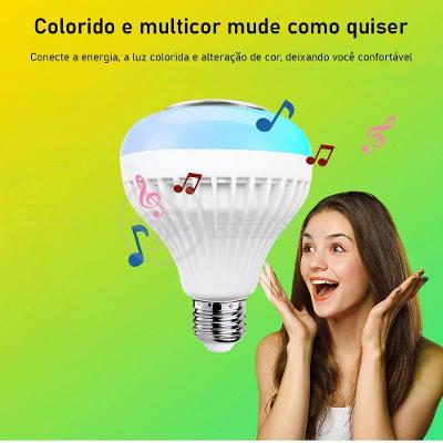 Lâmpada Led 12W E27 Rgb Colorida Com Caixa De Som