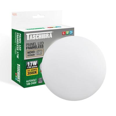 Painel De Led Frameless Redondo Embutir/sobrepor 17w Bivolt Taschibra 3000k Luz Quente