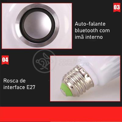 Lâmpada Led 12W E27 Rgb Colorida Com Caixa De Som