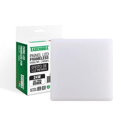 Painel De Led Taschibra Frameless Quadrado Embutir 24w Bivolt 6500k Luz Fria