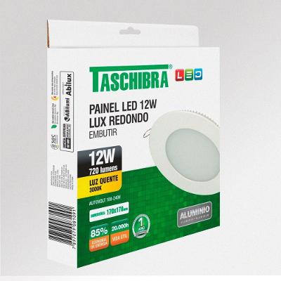 Painel De Led Redondo Embutir 12w Bivolt Taschibra 3000k Luz Quente