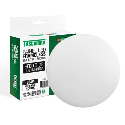 Painel De Led Taschibra Frameless Redondo Embutir 36w Bivolt 4000k Luz Neutra