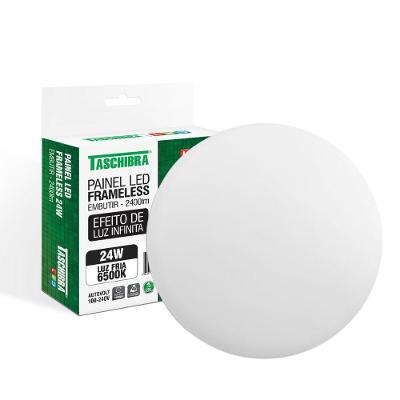 Painel De Led Taschibra Frameless Redondo Embutir 24w Bivolt 6500k Luz Fria