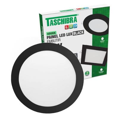 Painel De Led Redondo Embutir 24w Preto Bivolt Taschibra 4000k Luz Neutra