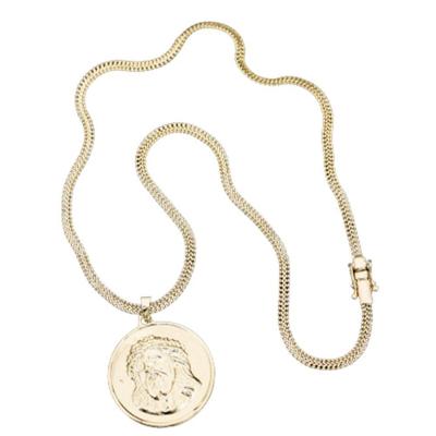 Corrente Grumet 5mm Pingente Medalha Redonda De Jesus.