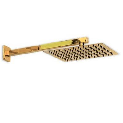 Ducha Chuveiro Dourado Inox 20x20 Slim Suporte Braço Quadrado Banheiro Piscina Area Externa