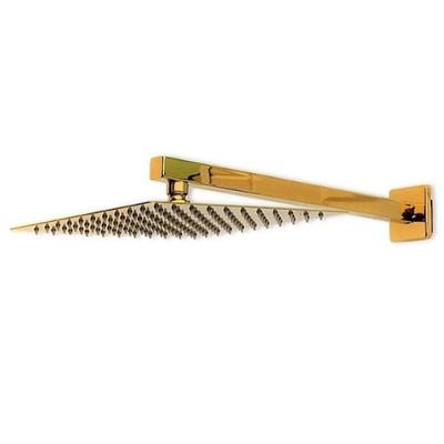 Ducha Chuveiro Inox 20X20 Dourado Braço Quadrado