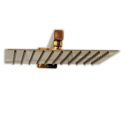 Ducha Chuveiro Quadrado Dourado Inox 20x20 Slim Suporte