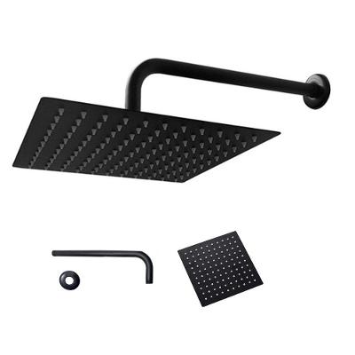 Ducha Chuveiro Inox 20X20 Preto Fosco Quadrado Parede Suporte Redondo Banheiro Piscina Area Externa