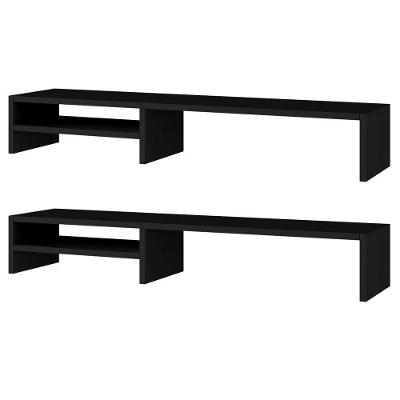 Kit 02 Suportes Stand-pro Base Para Monitor Soft Elevado 95cm Em Mdf Com 01 Prateleira Preto
