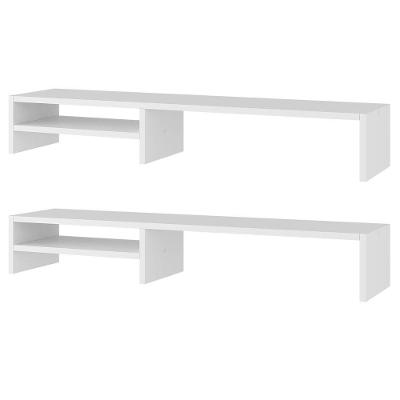 Kit 02 Suportes Stand-pro Base Para Monitor Soft Elevado 95cm Em Mdf Com 01 Prateleira Branco