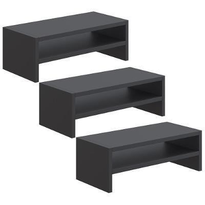 Kit 3 Suportes Stand Para Monitores Mesa Escritório Preto