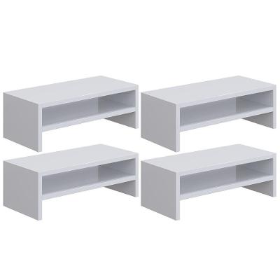 Kit 4 Suportes Stand Para Monitores Mesa Escritório Branco