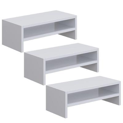Kit 3 Suportes Stand Para Monitores Mesa Escritório Branco