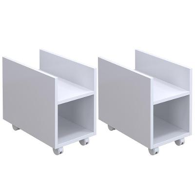 Kit 2 Suportes Para Cpu E Nobreak Com Rodízios Guide Branco