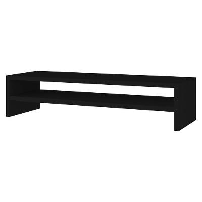 Suporte Stand Base Para Tela Monitor Laptop Soft Elevado 65Cm Em Mdf Com 01 Prateleira Preto
