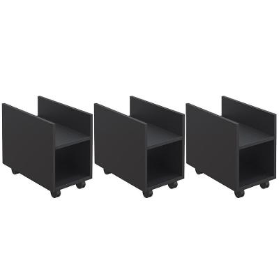 Kit 3 Suportes Para Cpu E Nobreak Com Rodízios Guide Preto