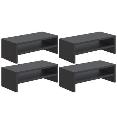 Kit 4 Suportes Stand Para Monitores Mesa Escritório Preto